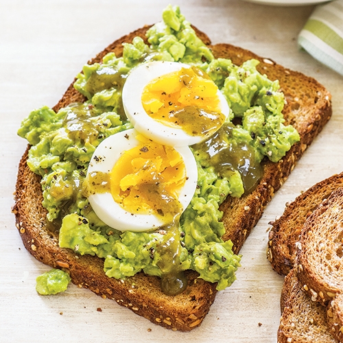 Toasted bread with an avocado spread.