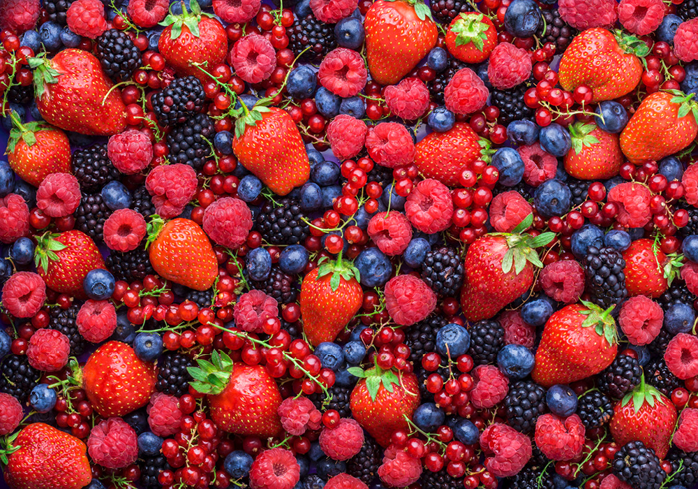 A combination of various berries
