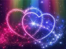 sparkly gif showing 2 hearts intertwined with transitioning colurs