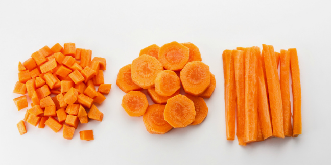 Chopped, sliced, diced carrots