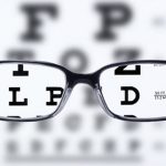 Eyeglasses and eye chart