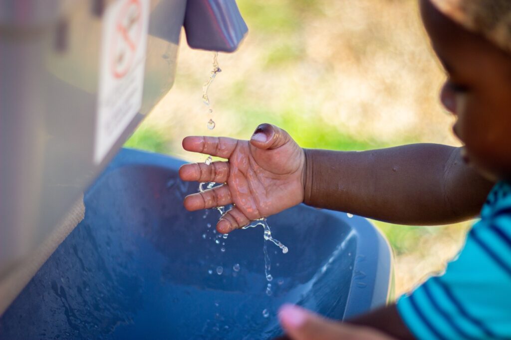 Baby washing hands