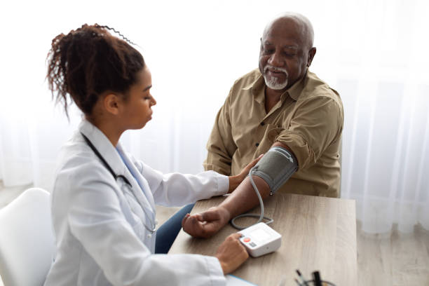 Older man getting a medical check-up