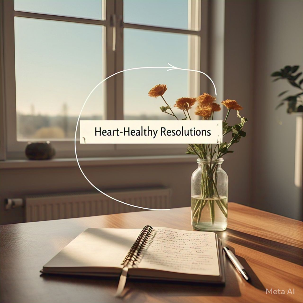 image of a diary on a table representing lifestyle changes for a heart health