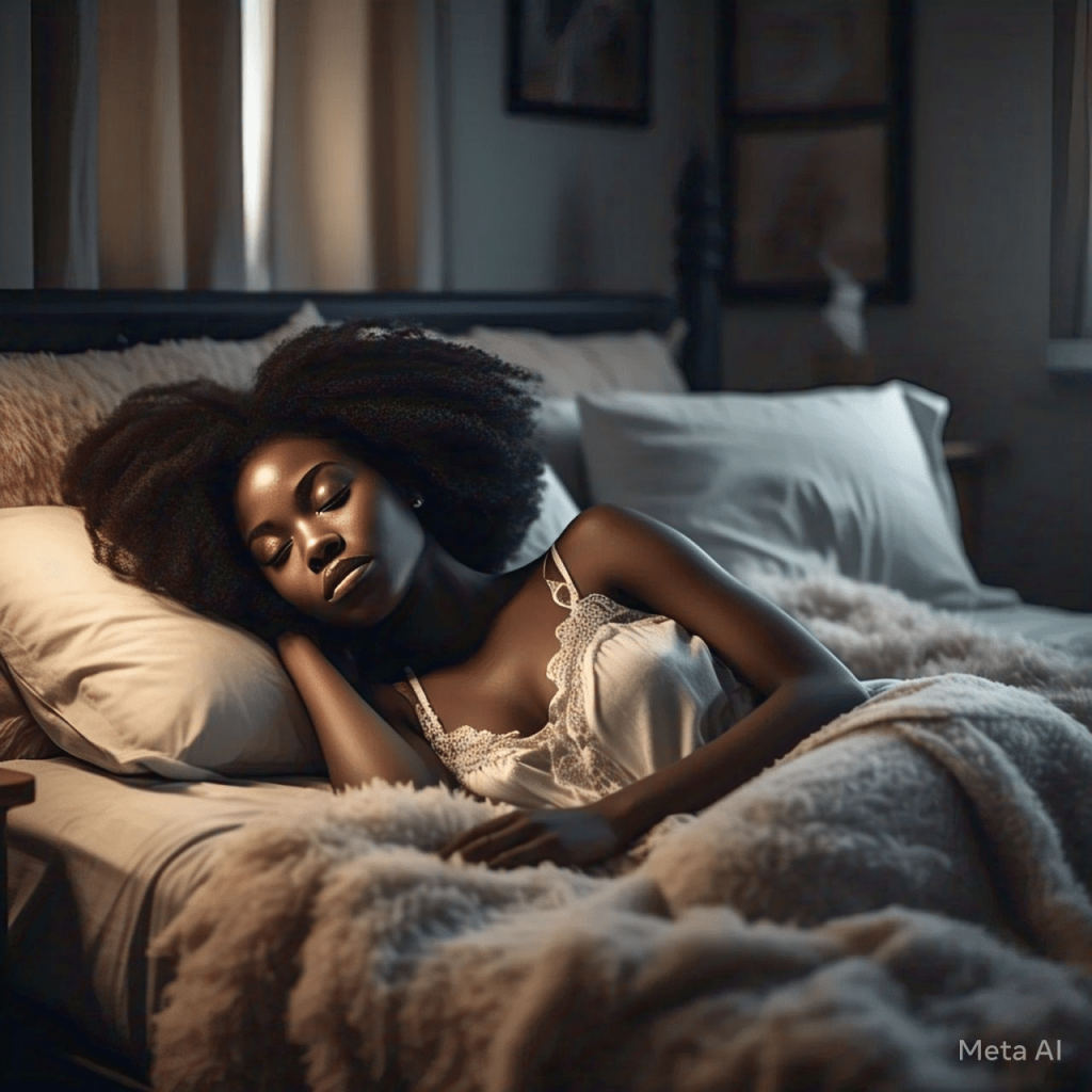 A black woman sleeping on a bed