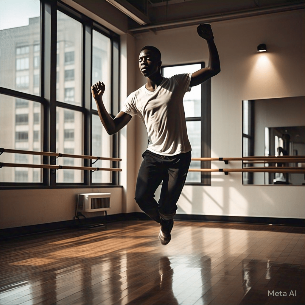 A young black exercising through dance