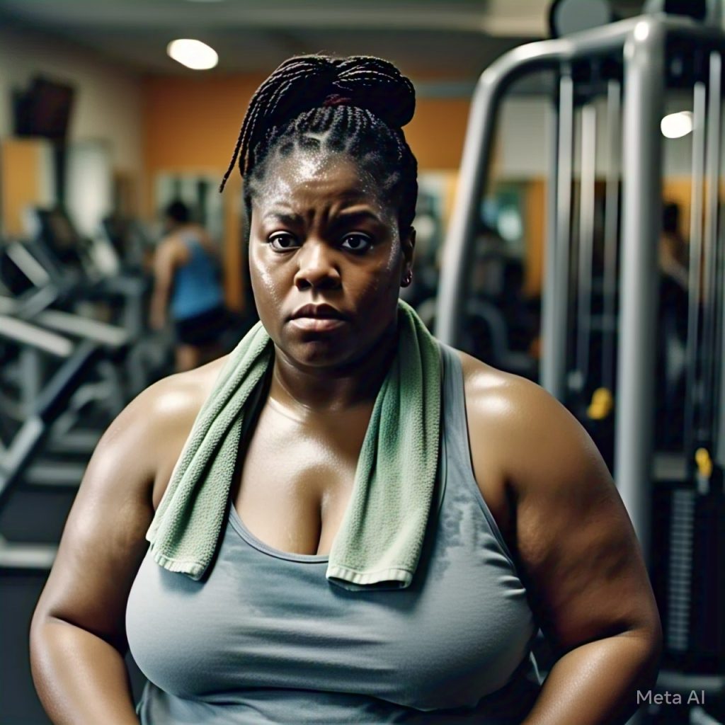 A black woman exercising in a gym 